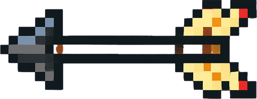 Flecha de arco vista desde arriba, pixel cartoon..
In-Game asset.  2d.  High contrast.  No shadows