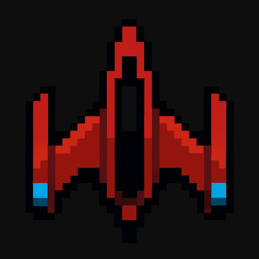 nave de space in vader de pixeles.
In-Game asset.  2d.  High contrast.  No shadows