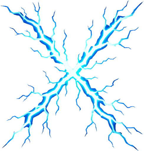 X shape electricity.
In-Game asset.  2d.  High contrast.  No shadows