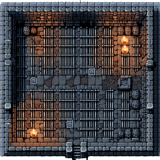 pixelart dungeon background. seen from the top..
Single Game Texture. In-Game asset. 2d. Blank background. High contrast. No shadows.