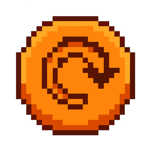pixelart roling arrow button orange color.
In-Game asset.  2d.  High contrast.  No shadows
