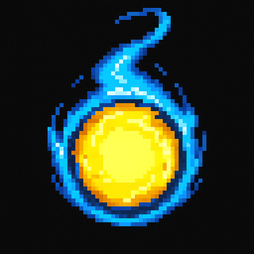 Make this pixel art style and give it a bit of a tail on the top as if it is flying downwards.