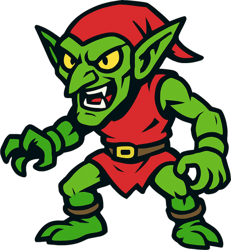 Green goblin without backround.
In-Game asset.  2d.  High contrast.  No shadows