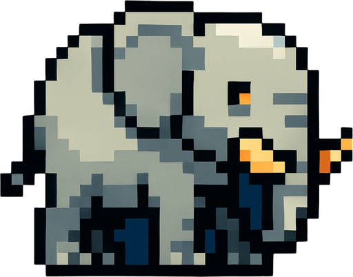 elephant pixel.
In-Game asset.  2d.  High contrast.  No shadows