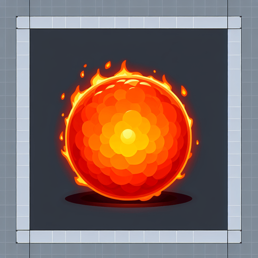 fireball.
Single Game Texture. In-Game asset. 2d. Blank background. High contrast. No shadows.