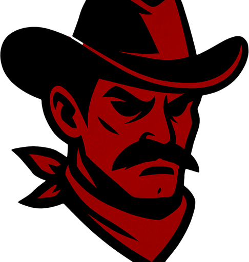 2d edgy red themed hostile cowboy character head