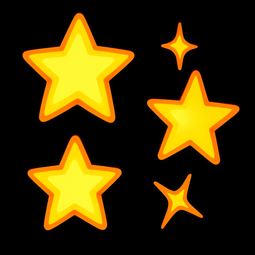 estrellitas luminosas.
In-Game asset.  2d.  High contrast.  No shadows