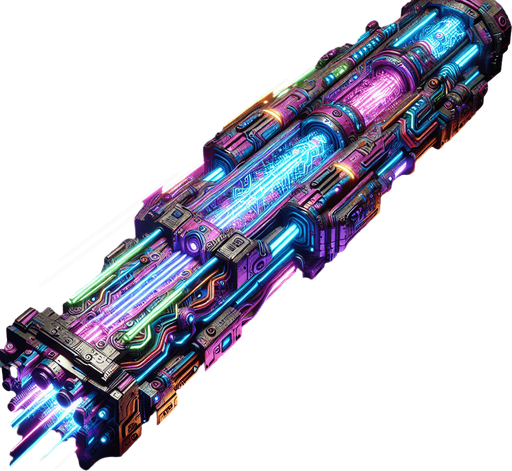 electrical neon colored cyberpunk beam..
Single Game Texture. In-Game asset. 2d. Blank background. High contrast. No shadows.