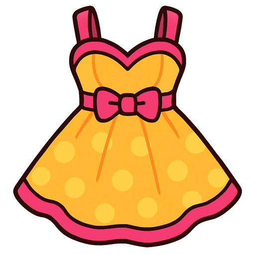cute designer dress top view..
In-Game asset.  2d.  High contrast.  No shadows