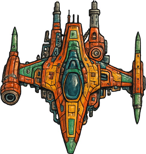 crazy spaceship top view.