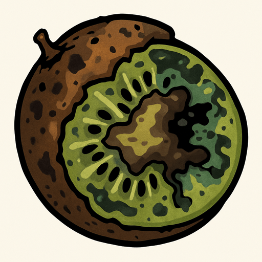 rotten kivi.
In-Game asset.  2d.  High contrast.  No shadows