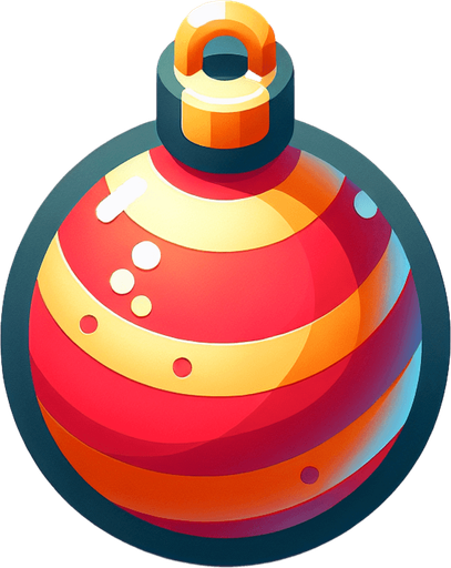 a christmas ball. plastic style. Single Game Texture. In-Game asset. 2d. Blank background. High contrast. No shadows.