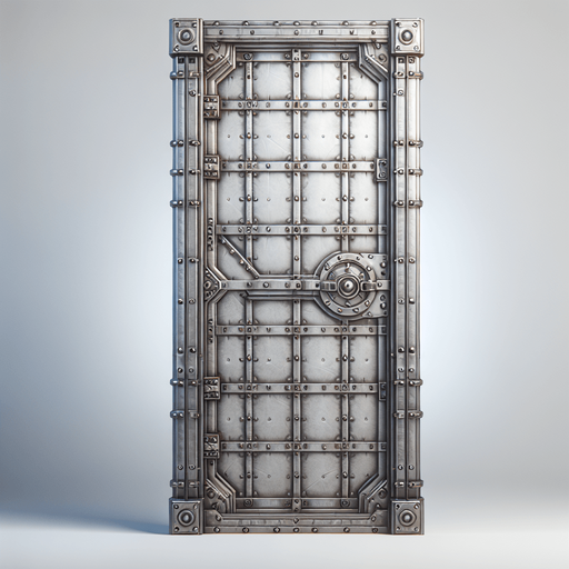 Metal door.
Single Game Texture.  In-Game asset.  2d.  Blank background.  High contrast.  No shadows