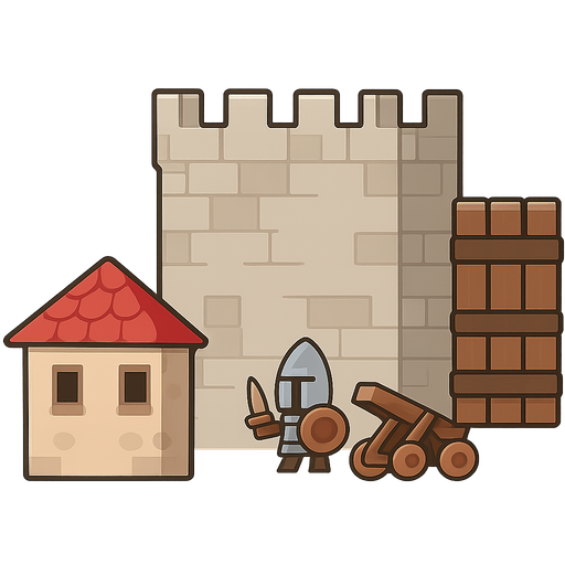 ortaçağ şehri
. No background. Transparent background. Blank background. No shadows. 2d. In-Game asset. flat