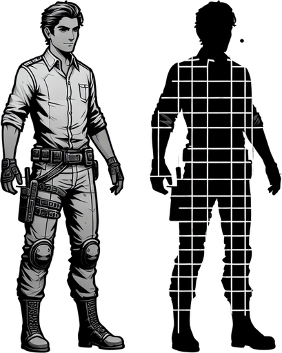 Men need to have complete limbs.
Single Game Texture. In-Game asset. 2d. Blank background. High contrast. No shadows.