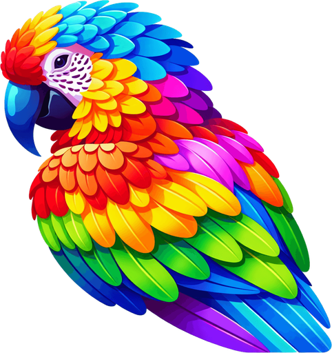 a colorful parrot.
Single Game Texture.  In-Game asset.  2d.  Blank background.  High contrast.  No shadows