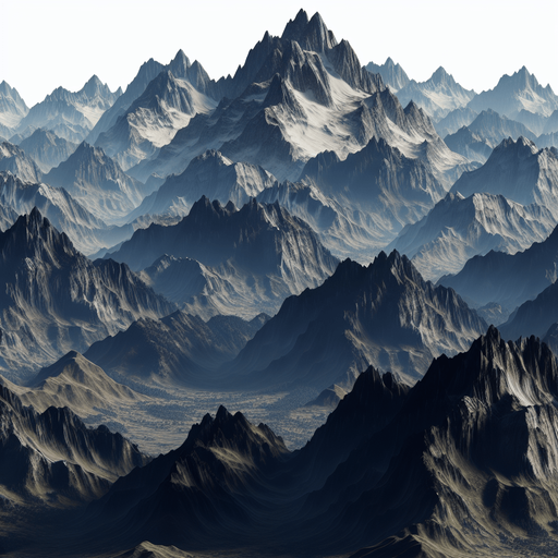 diffrent kinds of mountains.
Single Game Texture.  In-Game asset.  High contrast