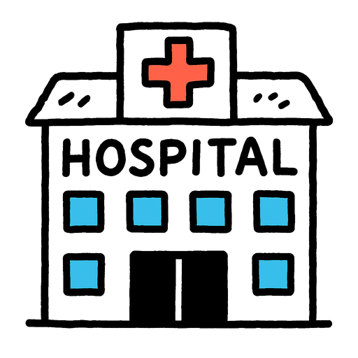 hospital but doodle style.
In-Game asset.  2d.  High contrast.  No shadows