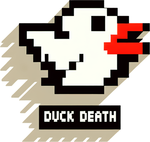 duck_death.
Single Game Texture. In-Game asset. 2d. Blank background. High contrast. No shadows.