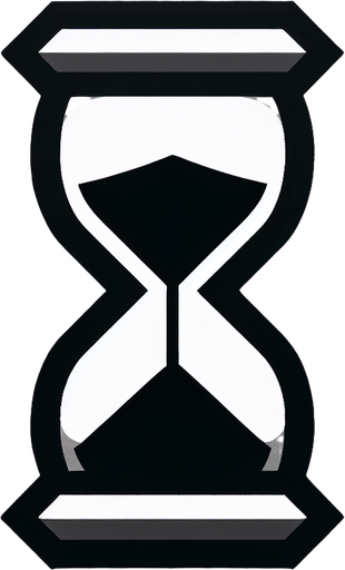 Песочные часы, черный.
Single Game Texture. In-Game asset. 2d. Blank background. High contrast. No shadows.