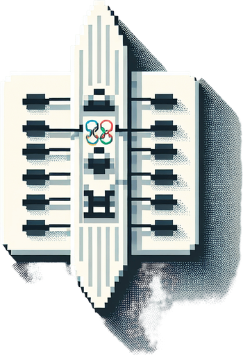 white olympic raft seen directly from above. bird-eye view. pixelated..
Single Game Texture. In-Game asset. 2d. Blank background. High contrast. No shadows.