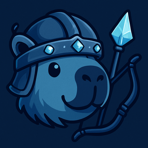 Elimina la resortera. Añadele un arco y una fleca con la punta de hielo. Dale unos colores mas frios a la ilsutracion. Adorna el casco con piedras birllantes celestes.