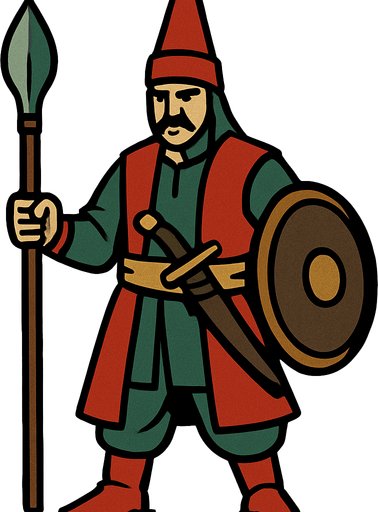 Yaya Piyade savaşçı.
In-Game asset.  2d.  High contrast.  No shadows