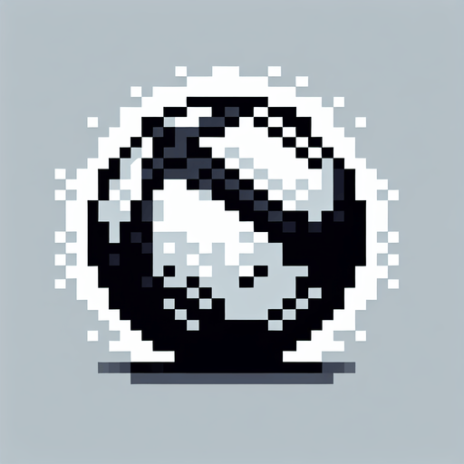 8 bit ball. black and white. Single Game Texture. In-Game asset. 2d. Blank background. High contrast. No shadows.