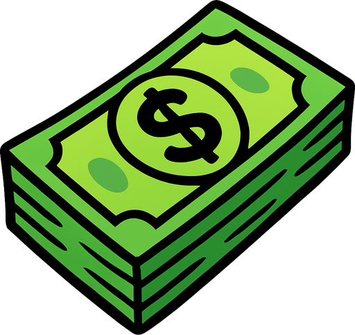 dollar.
In-Game asset.  2d.  High contrast.  No shadows