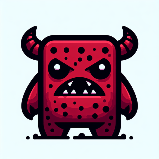 monster dark red.
Single Game Texture.  In-Game asset.  2d.  Blank background.  High contrast.  No shadows