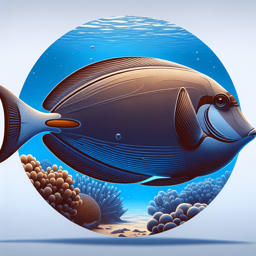 A realistic surgeonfish swiming to the right.
Single Game Texture. In-Game asset. 2d. Blank background. High contrast. No shadows.