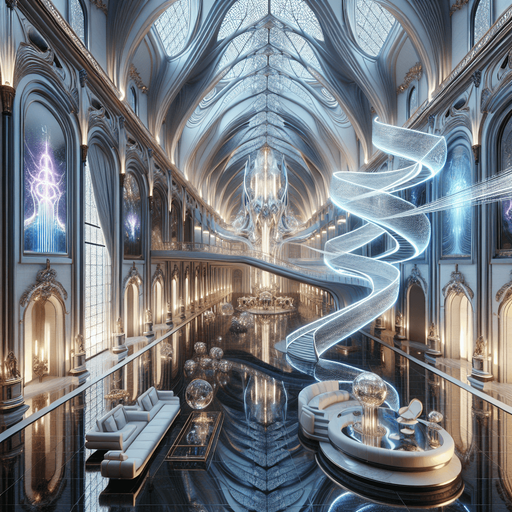 Hall in a luxury futuristic castle