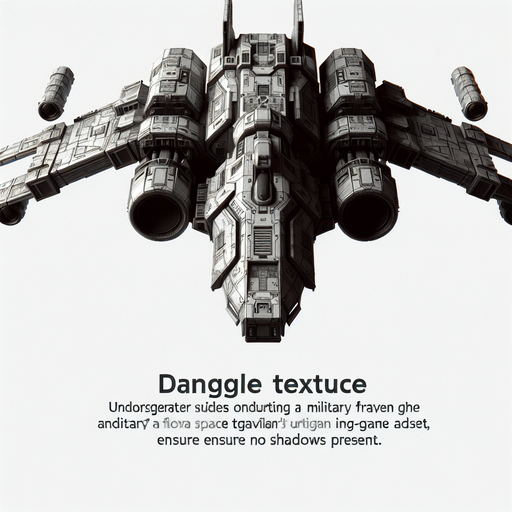 military spaceship flies upward.
Single Game Texture. In-Game asset. 2d. Blank background. High contrast. No shadows.