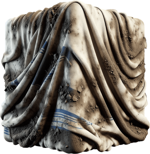 Dirty blanket.
Single Game Texture.  In-Game asset.  2d.  Blank background.  High contrast.  No shadows