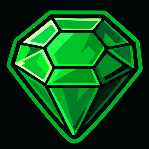 Emerald.
In-Game asset.  2d.  High contrast.  No shadows