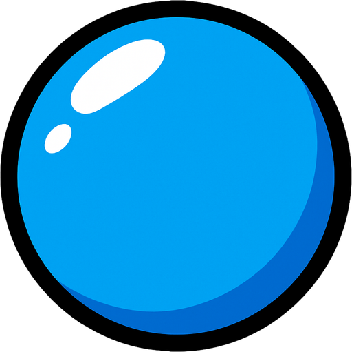 blue ball.
In-Game asset.  2d.  High contrast.  No shadows