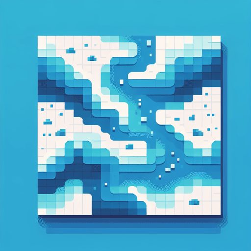 blue background representing a stylized flowing river seen directly from above. use various shades of light and dark pixels to represent the flowing currents of the river. keep the entire background minimalist and simplified. bird-eye perspective. pixelated. 8 bit.
Single Game Texture. In-Game asset. 2d. Blank background. High contrast. No shadows.