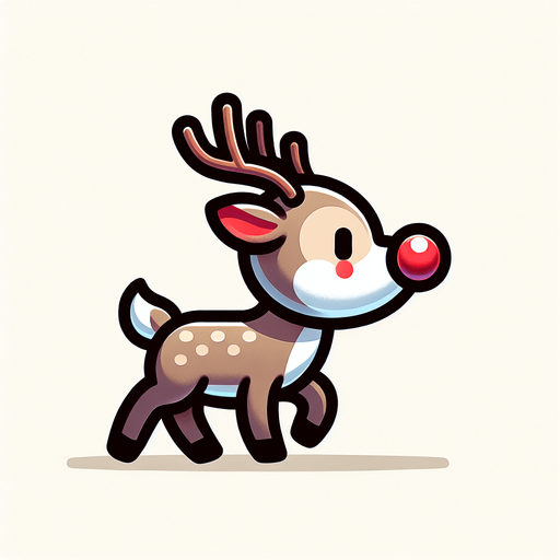 Profil view of a cute little santa's reindeer with a red nose, walking in the right direction. no background . no floor. In-Game asset. 2d. Blank background. High contrast. No shadows.