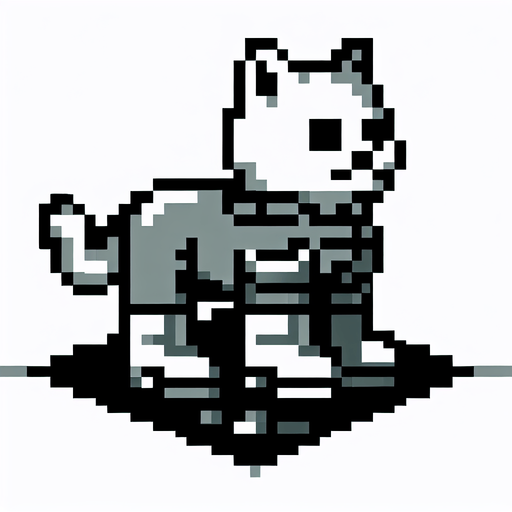 Çizmeli kedi pixel art.
Single Game Texture.  In-Game asset.  2d.  Blank background.  High contrast.  No shadows