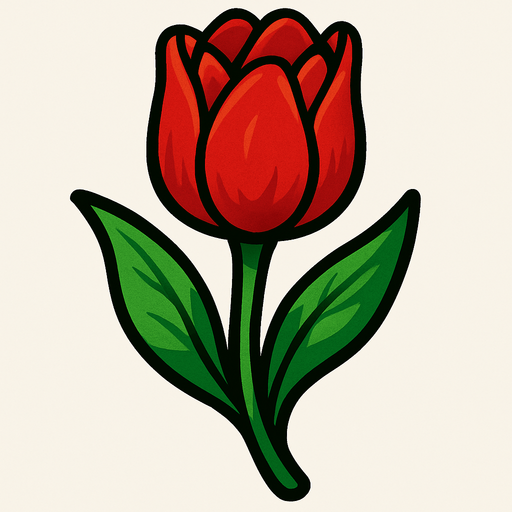 Red tulip.
In-Game asset.  2d.  High contrast.  No shadows