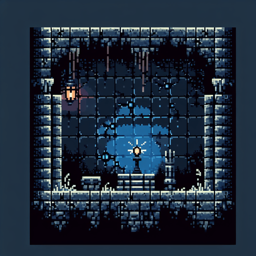 create me a 2d pixel dark dungeon.
Single Game Texture. In-Game asset. 2d. Blank background. High contrast. No shadows.