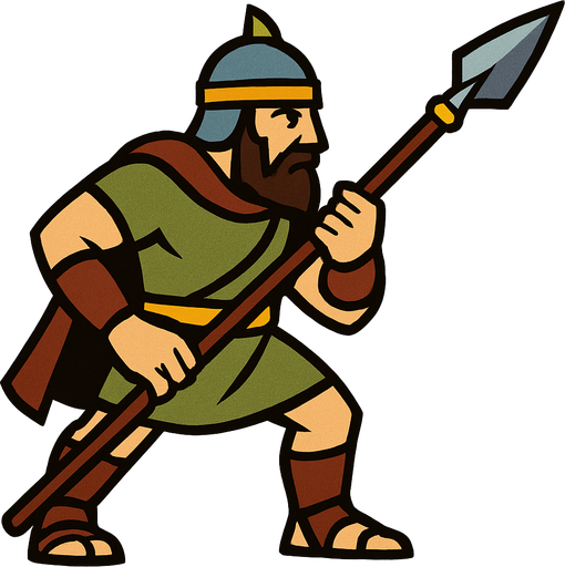 לוחם חנית.
In-Game asset.  2d.  High contrast.  No shadows