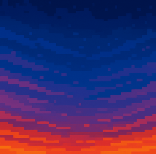 Creame un cielo pixelar hermoso, sin sol ni nubes, ni montañas, nia rboles.
In-Game asset.  2d.  High contrast.  No shadows