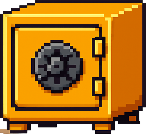 2D pixel art para kasası.
In-Game asset.  High contrast.  No shadows