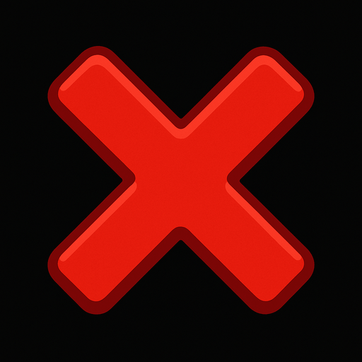 kırmızı x.
In-Game asset.  2d.  High contrast.  No shadows