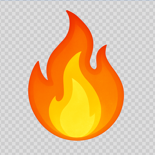 transparent fire simbol.
In-Game asset.  2d.  High contrast.  No shadows