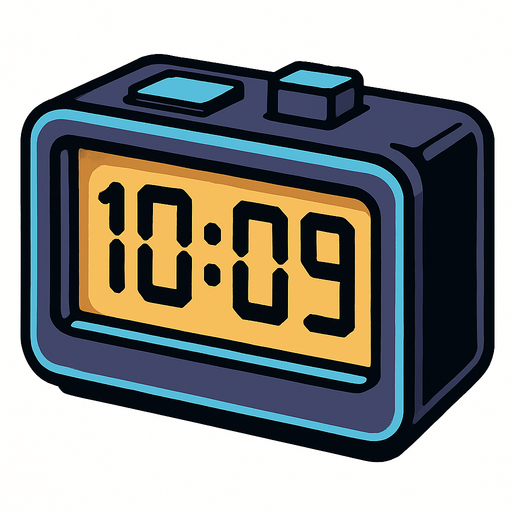 a closed digital clock.
In-Game asset.  2d.  High contrast.  No shadows