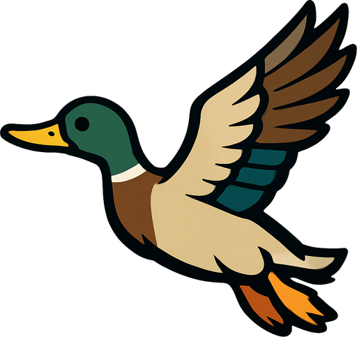 Flying Duck.
In-Game asset.  2d.  High contrast.  No shadows