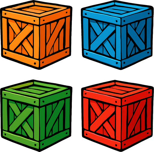 çizgi film boxes.
In-Game asset.  2d.  High contrast.  No shadows