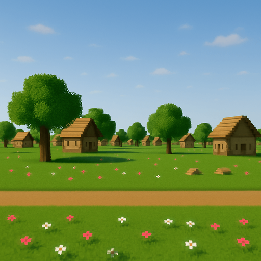 daha uzakta farklı evler ve ağaçlar